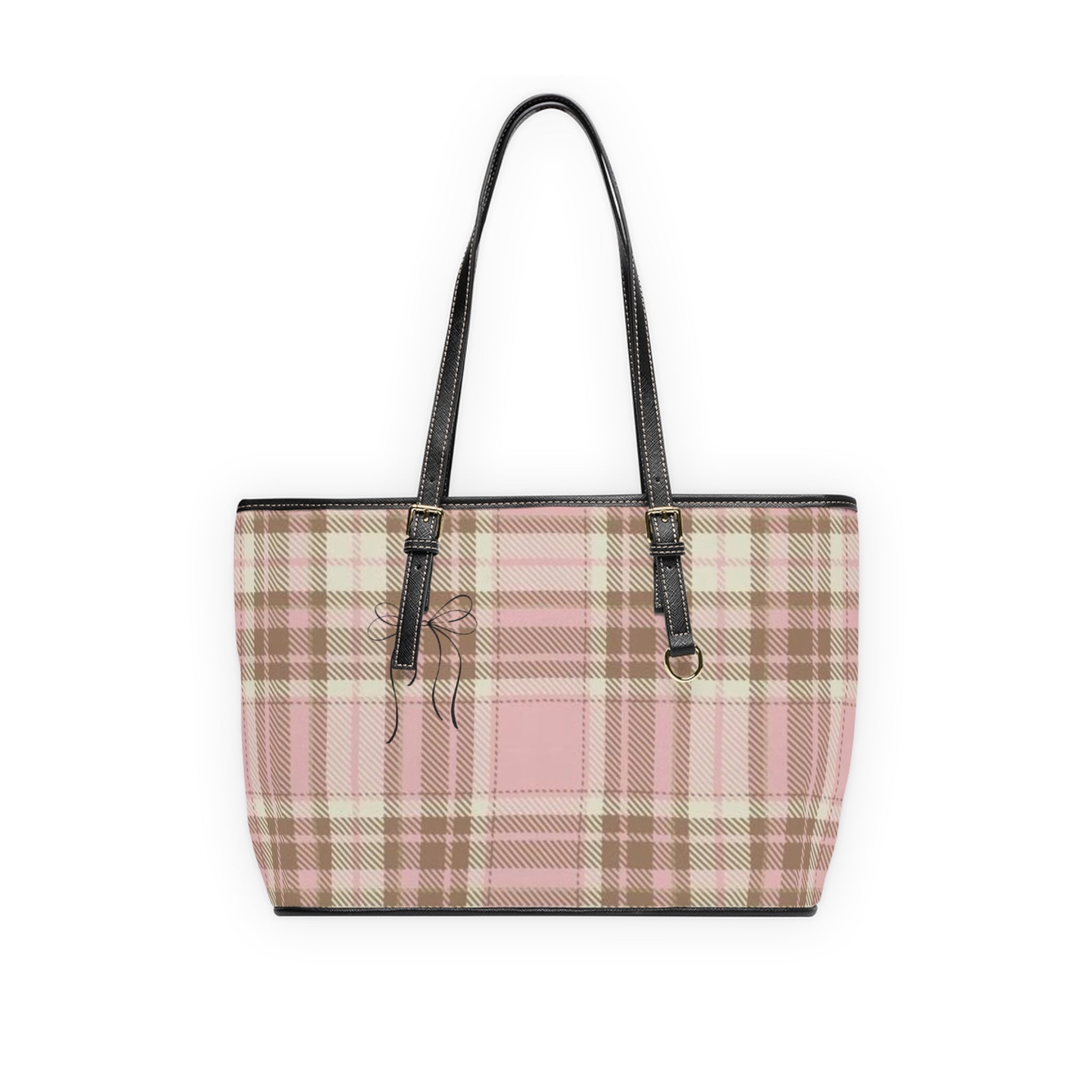 Pink Plaid PU Leather Shoulder Bag