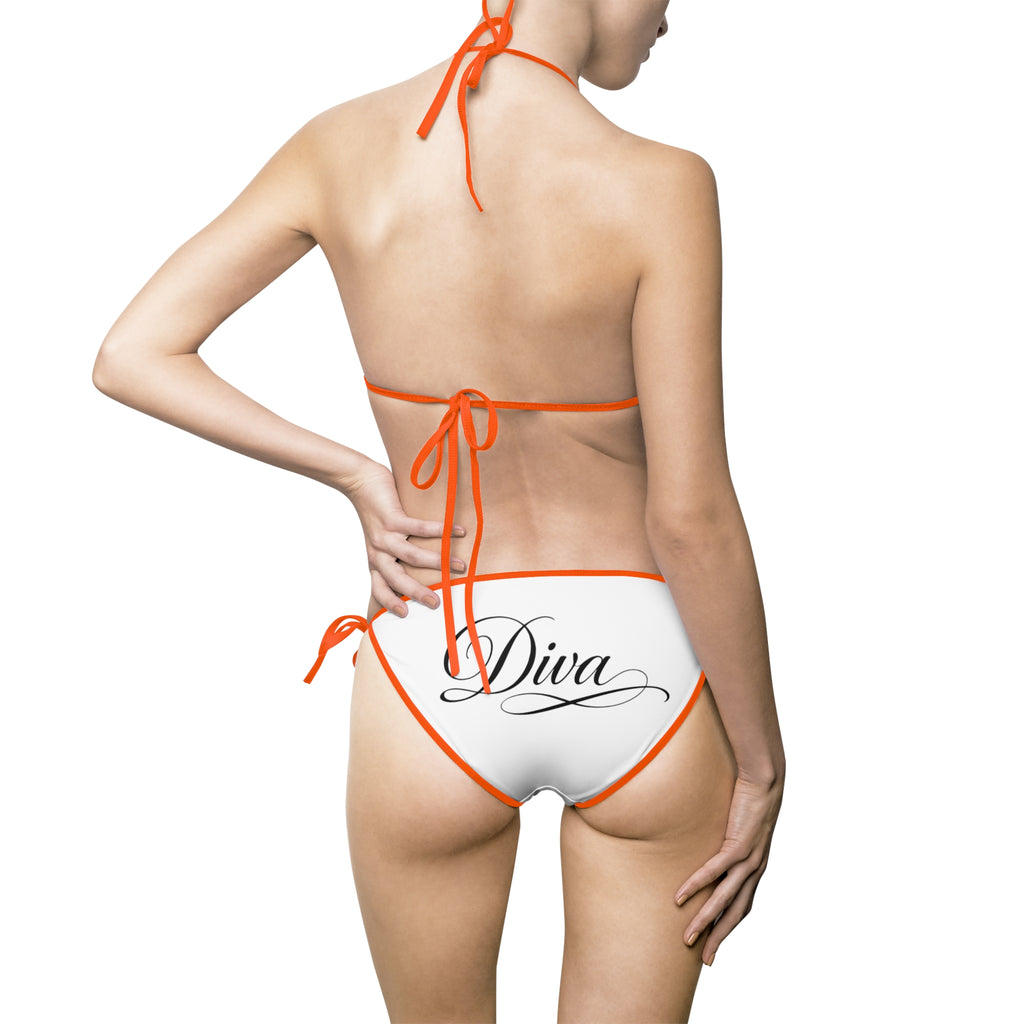 White Bow Accent Bikini — Women’s Tie Side Swimsuit