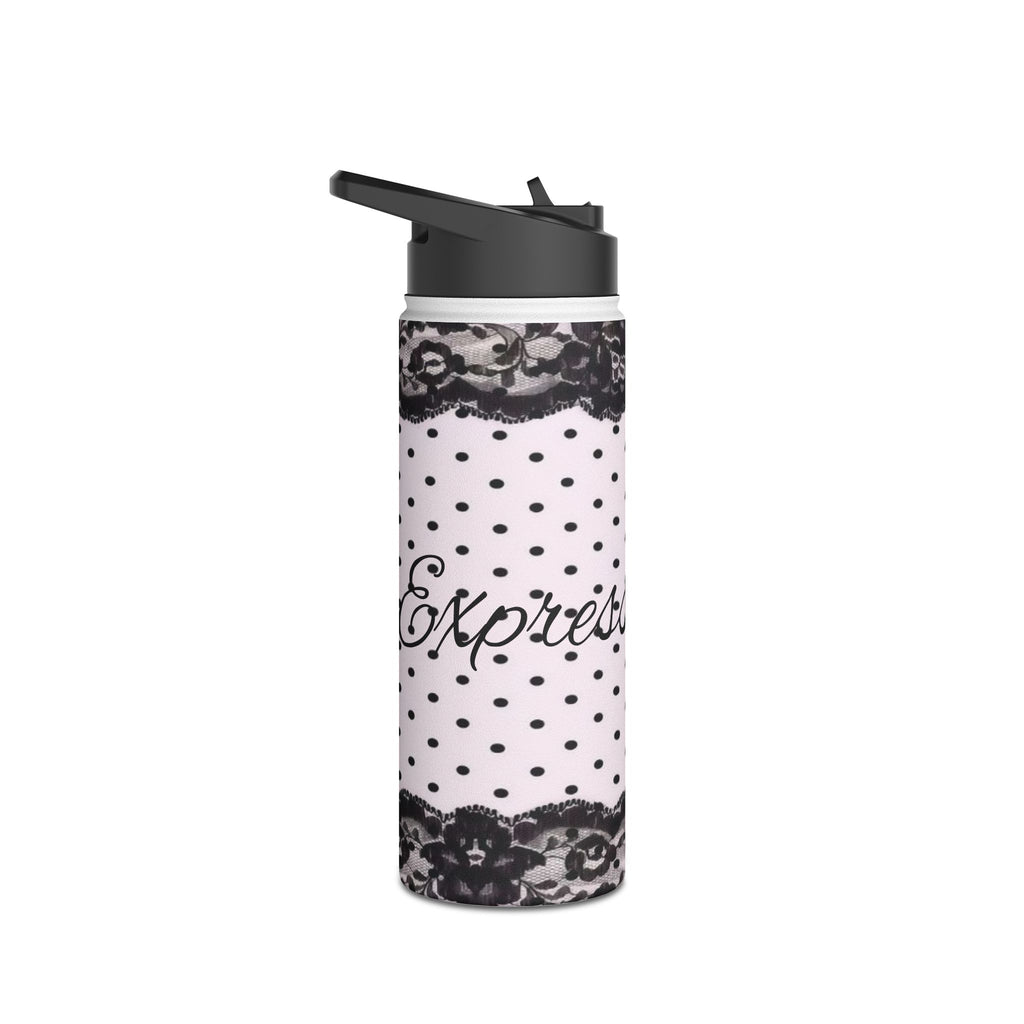 Polka Dot Lace 'Express Yourself' Stainless Steel Water Bottle