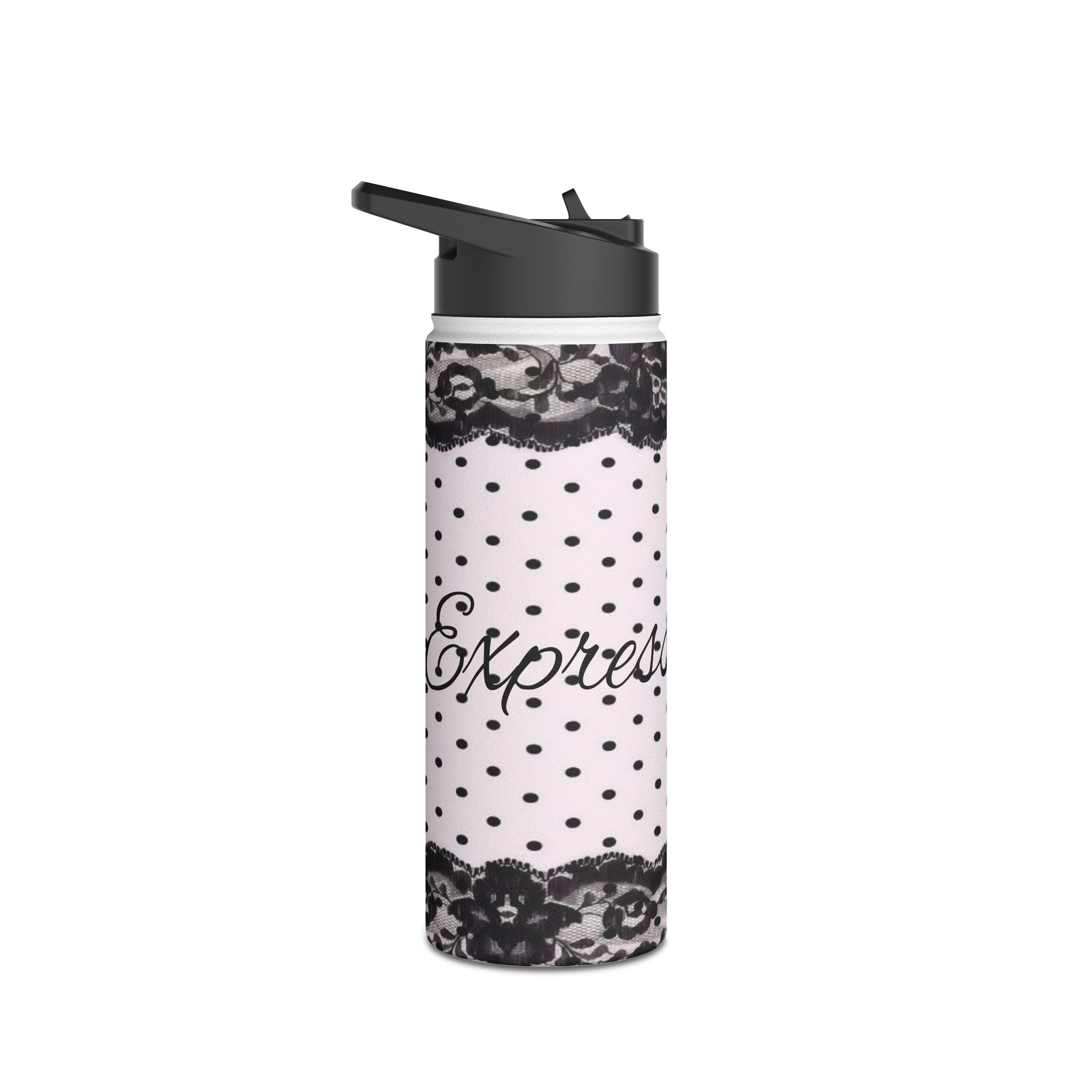 Polka Dot Lace 'Express Yourself' Stainless Steel Water Bottle