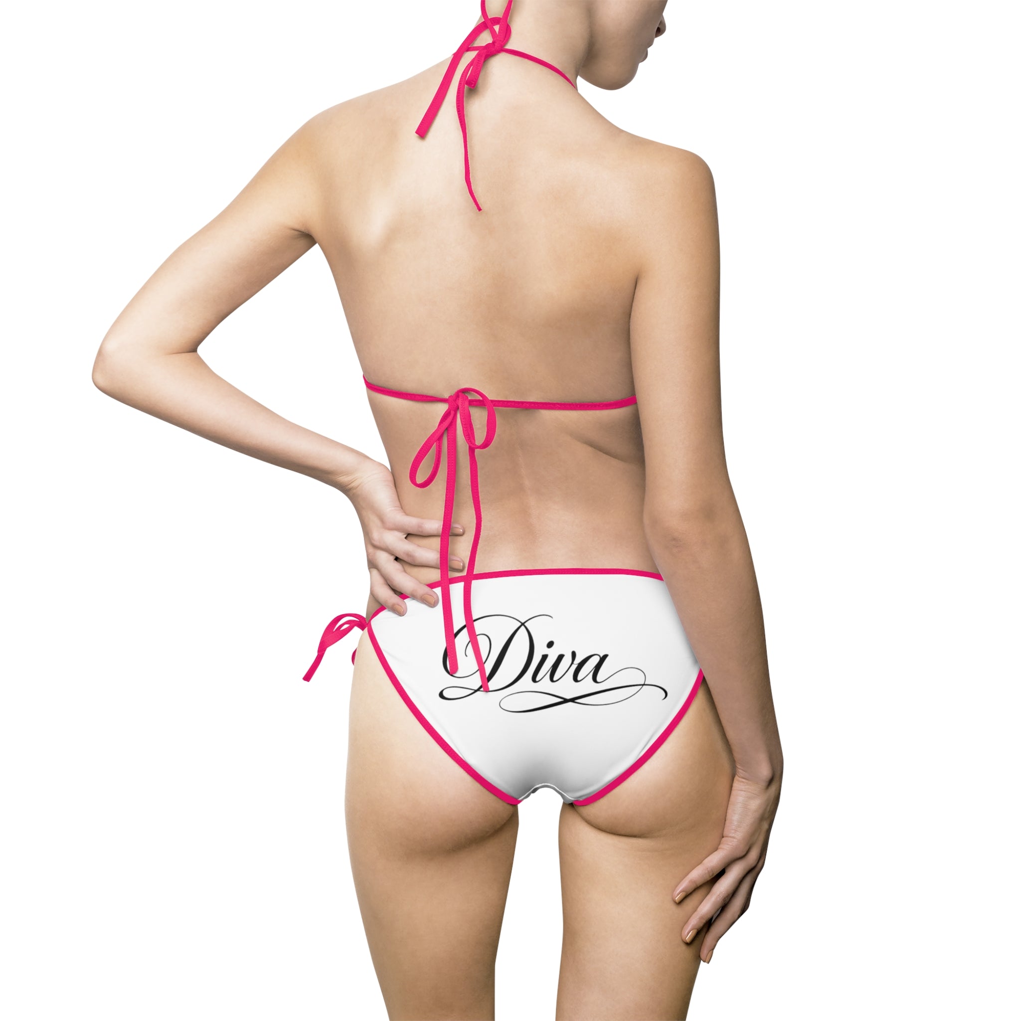 White Bow Accent Bikini — Women’s Tie Side Swimsuit