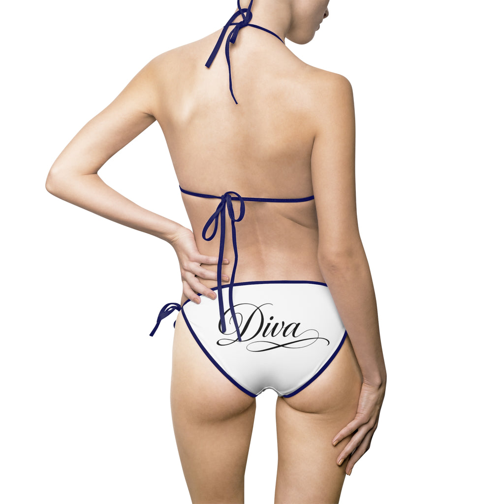 White Bow Accent Bikini — Women’s Tie Side Swimsuit