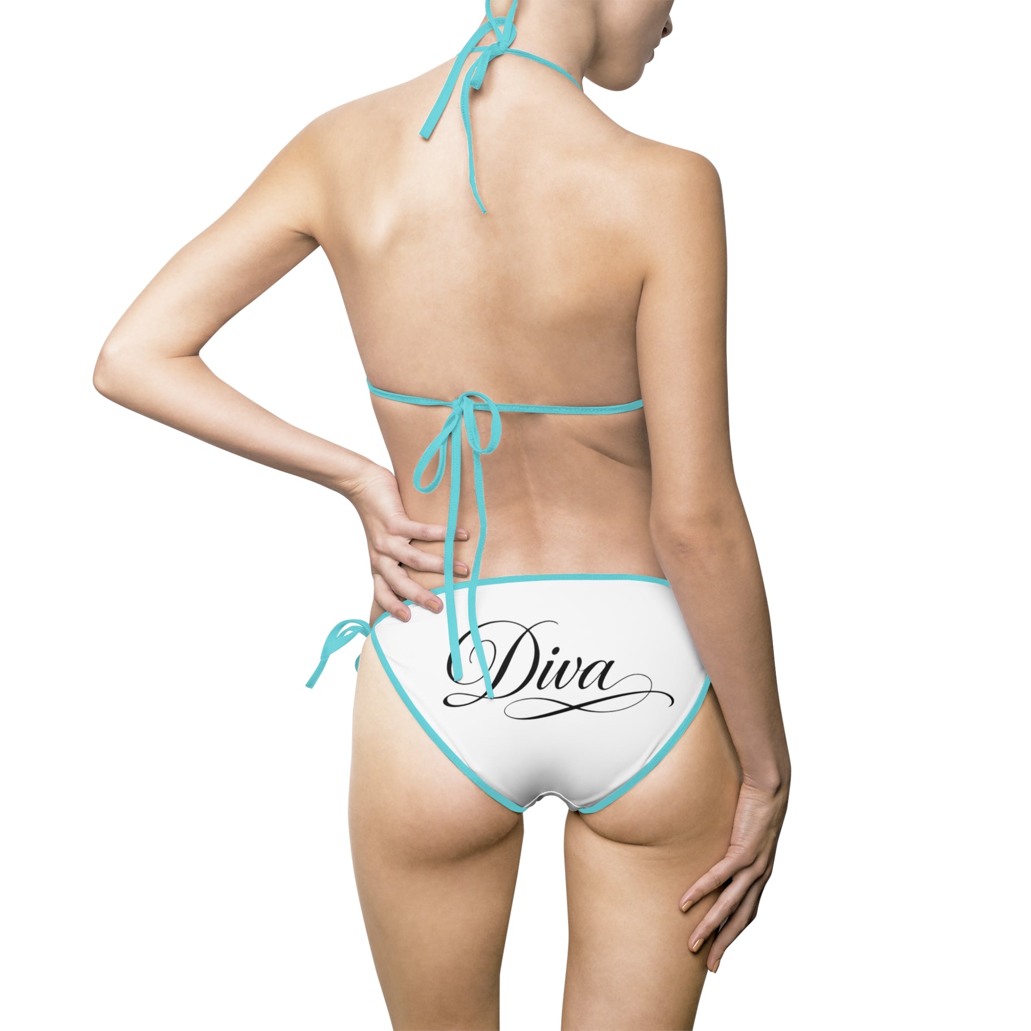 White Bow Accent Bikini — Women’s Tie Side Swimsuit