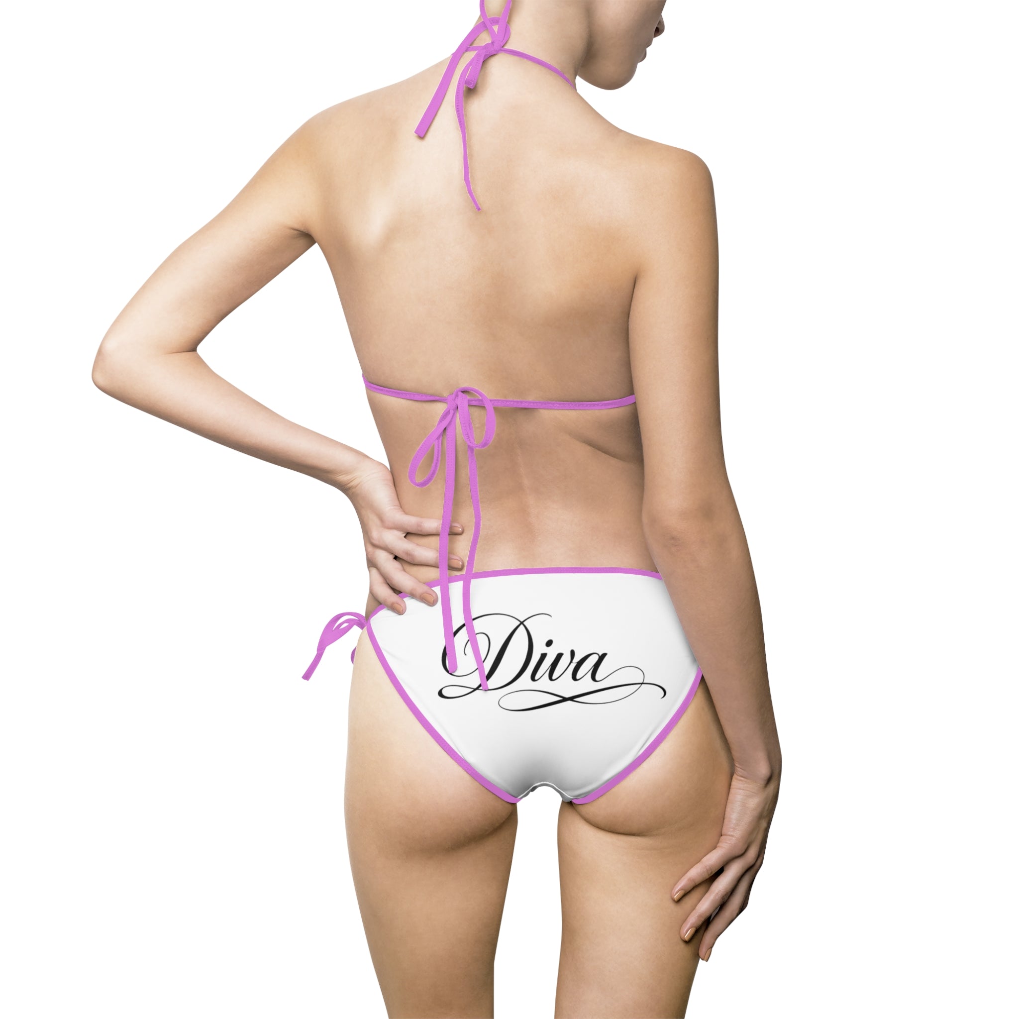 White Bow Accent Bikini — Women’s Tie Side Swimsuit