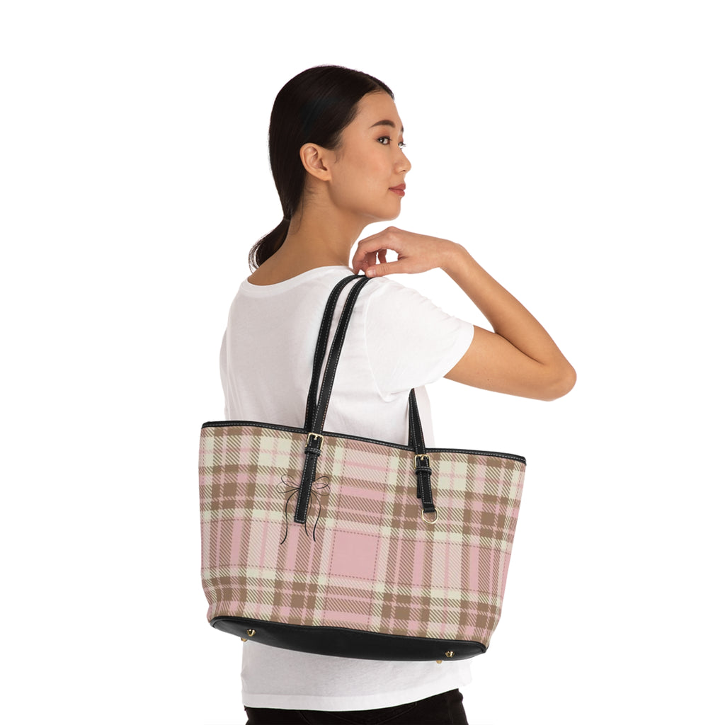 Pink Plaid PU Leather Shoulder Bag