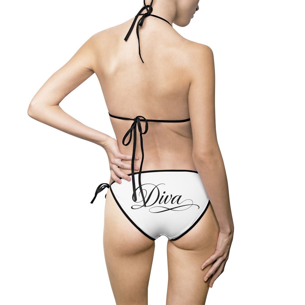 White Bow Accent Bikini — Women’s Tie Side Swimsuit