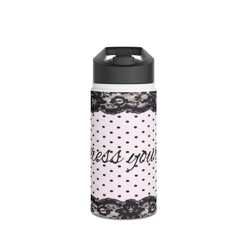 Polka Dot Lace 'Express Yourself' Stainless Steel Water Bottle