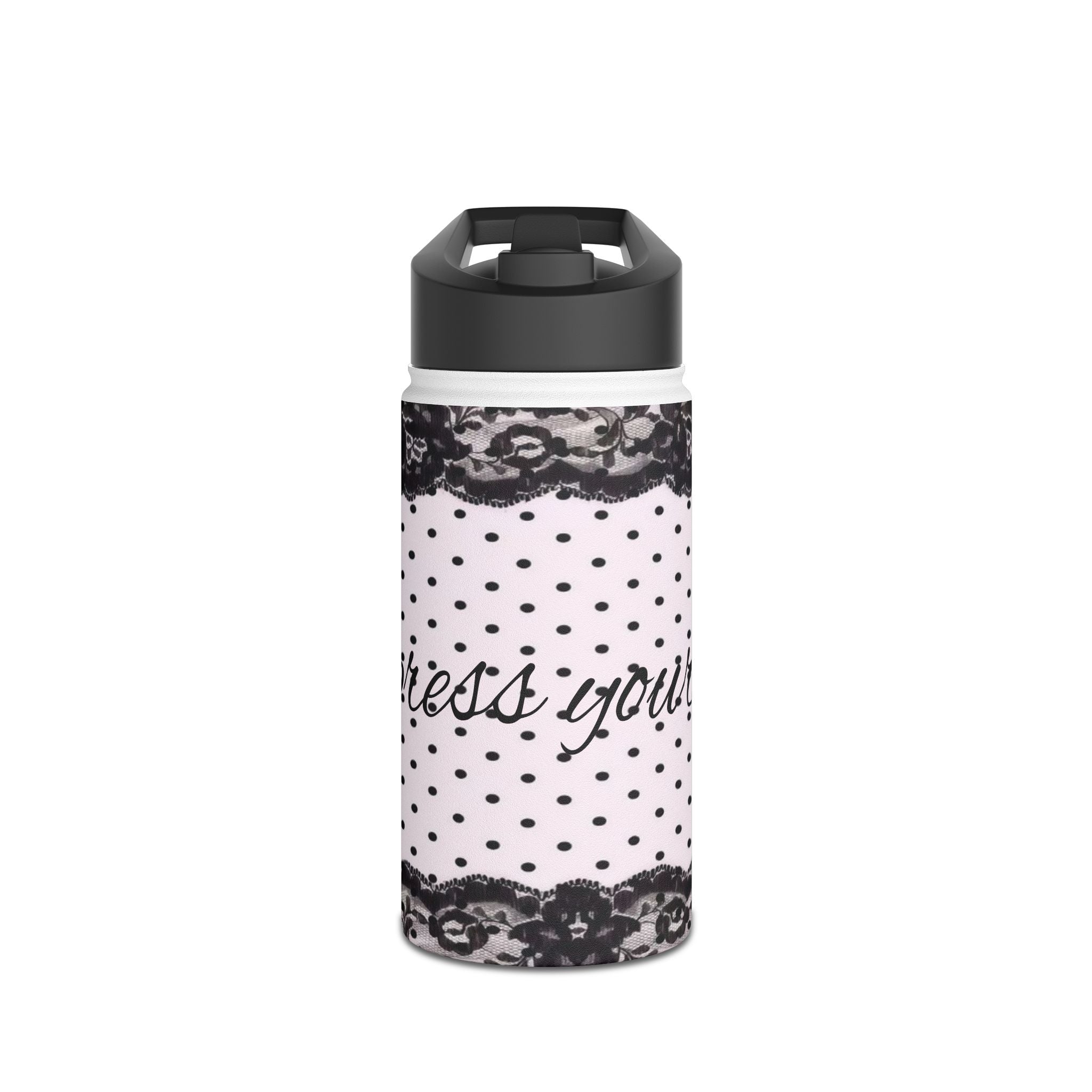 Polka Dot Lace 'Express Yourself' Stainless Steel Water Bottle