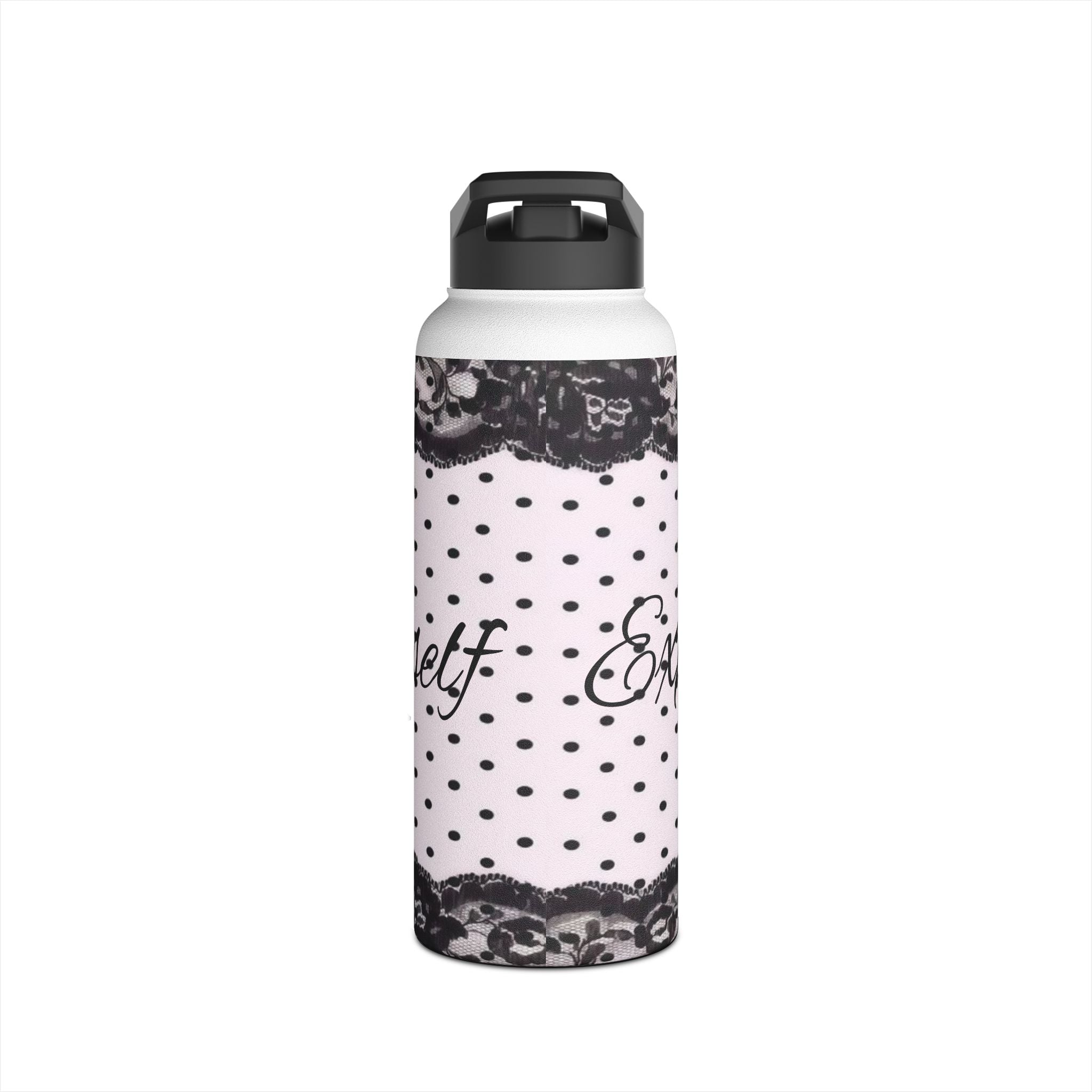 Polka Dot Lace 'Express Yourself' Stainless Steel Water Bottle