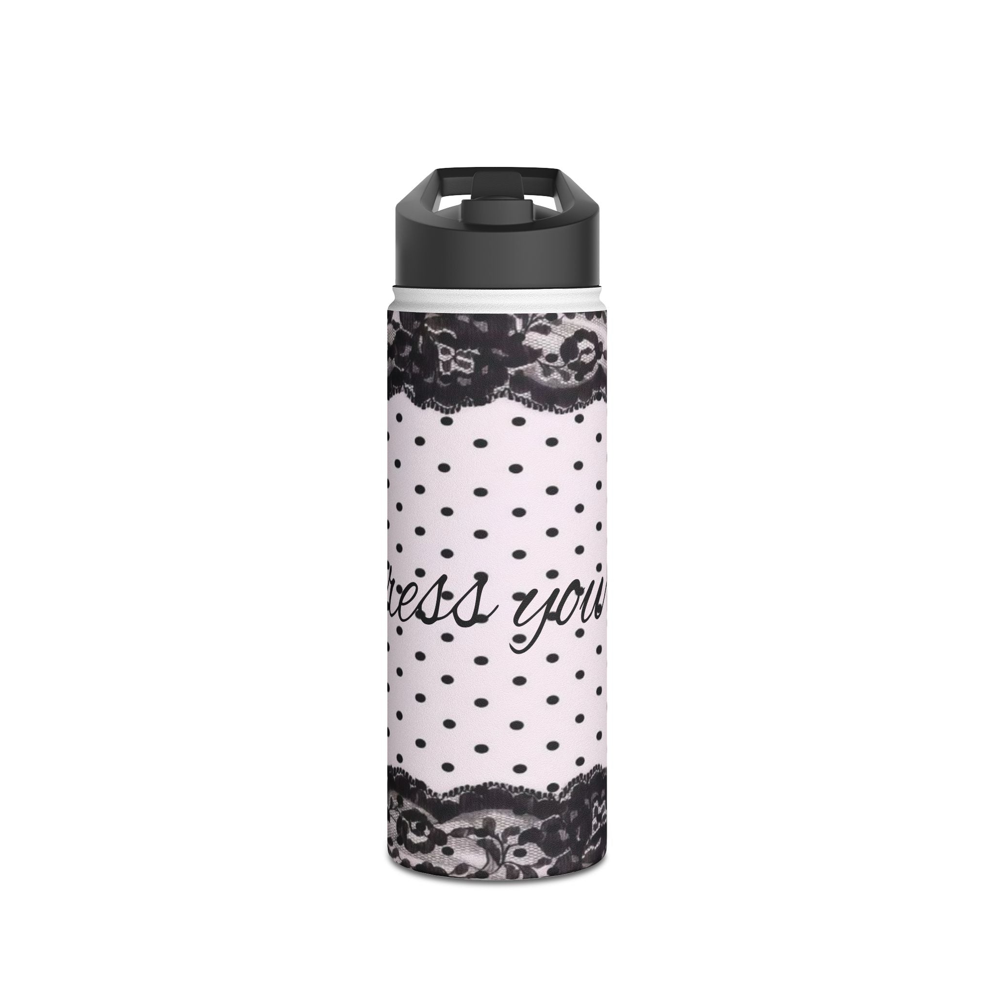 Polka Dot Lace 'Express Yourself' Stainless Steel Water Bottle