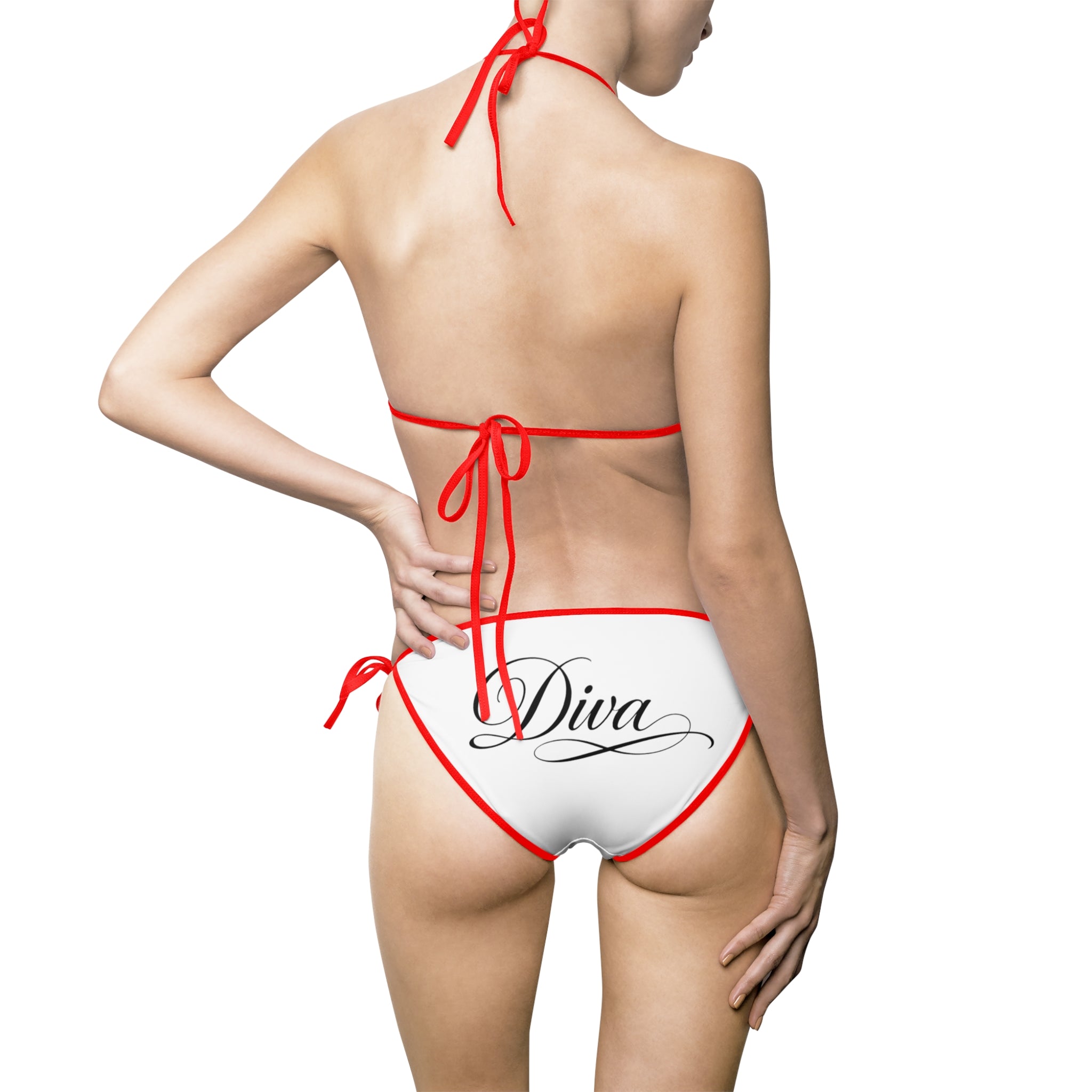 White Bow Accent Bikini — Women’s Tie Side Swimsuit