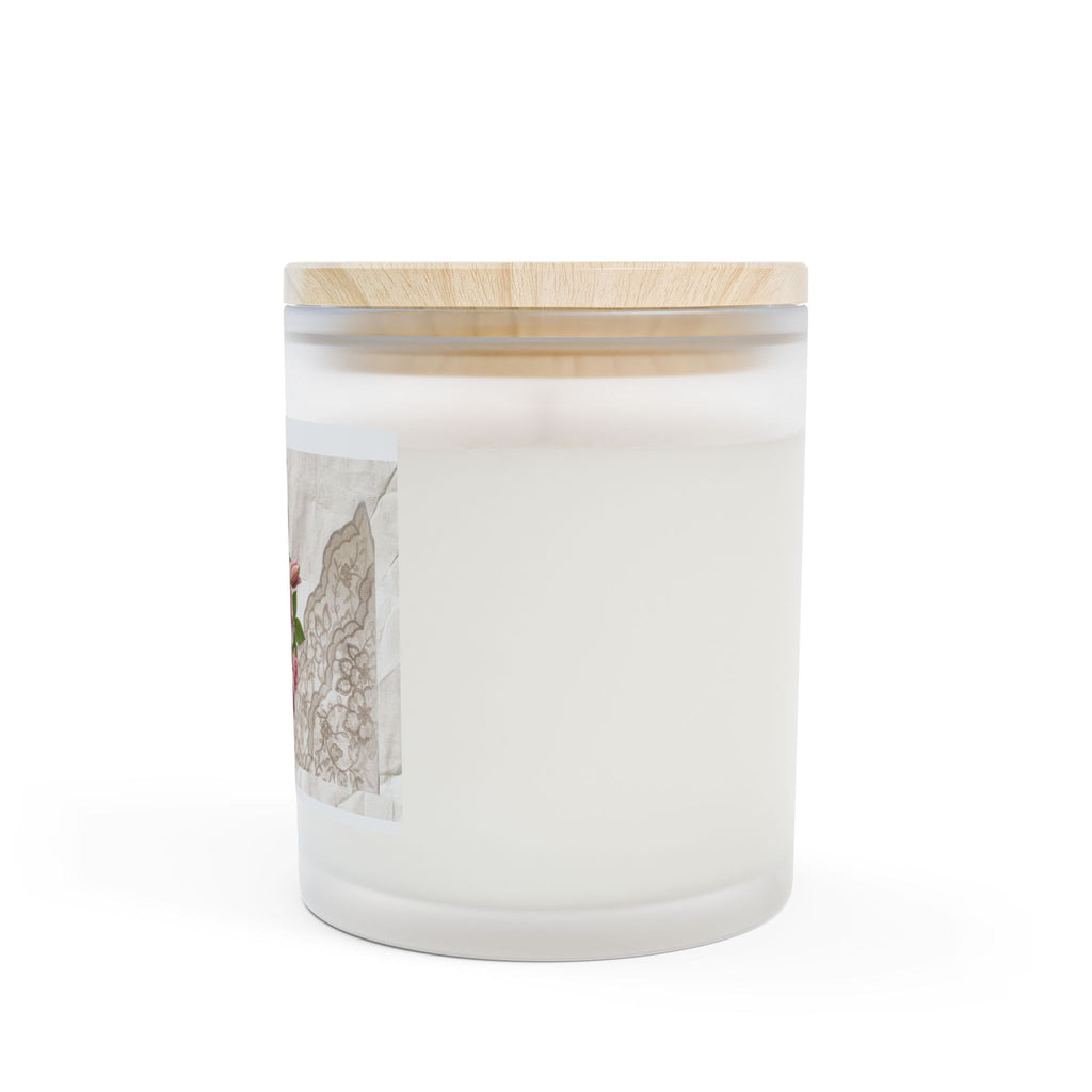 Romantic Pink Floral Frosted Glass Candle — 11oz Scented Home Decor
