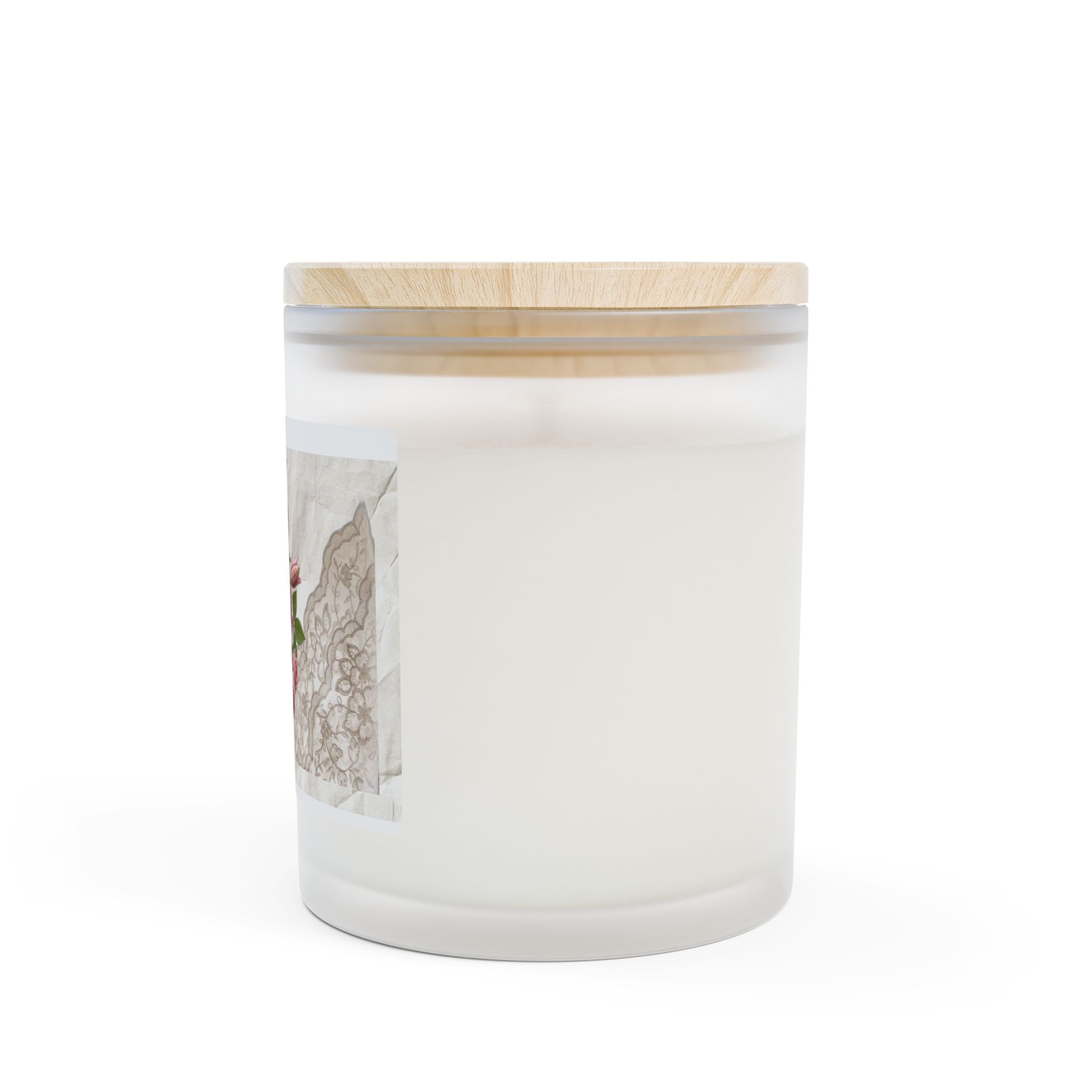 Romantic Pink Floral Frosted Glass Candle — 11oz Scented Home Decor