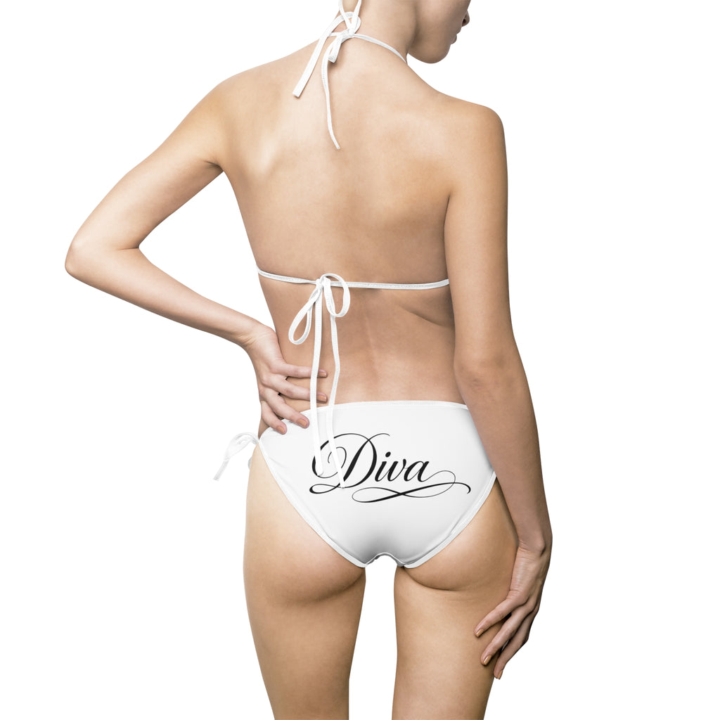 White Bow Accent Bikini — Women’s Tie Side Swimsuit