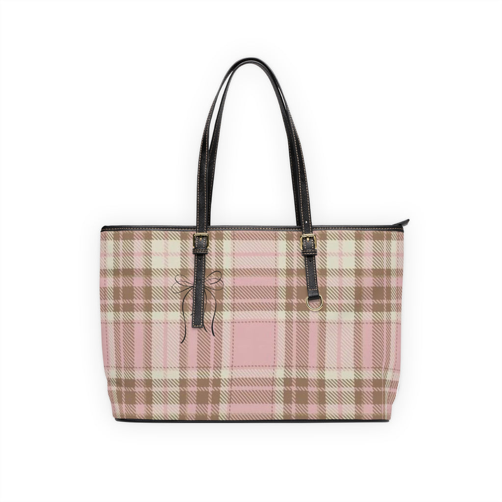 Pink Plaid PU Leather Shoulder Bag