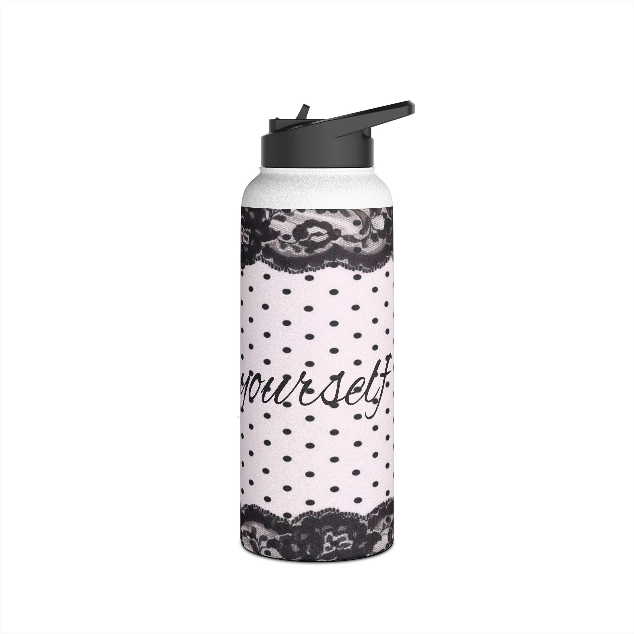 Polka Dot Lace 'Express Yourself' Stainless Steel Water Bottle