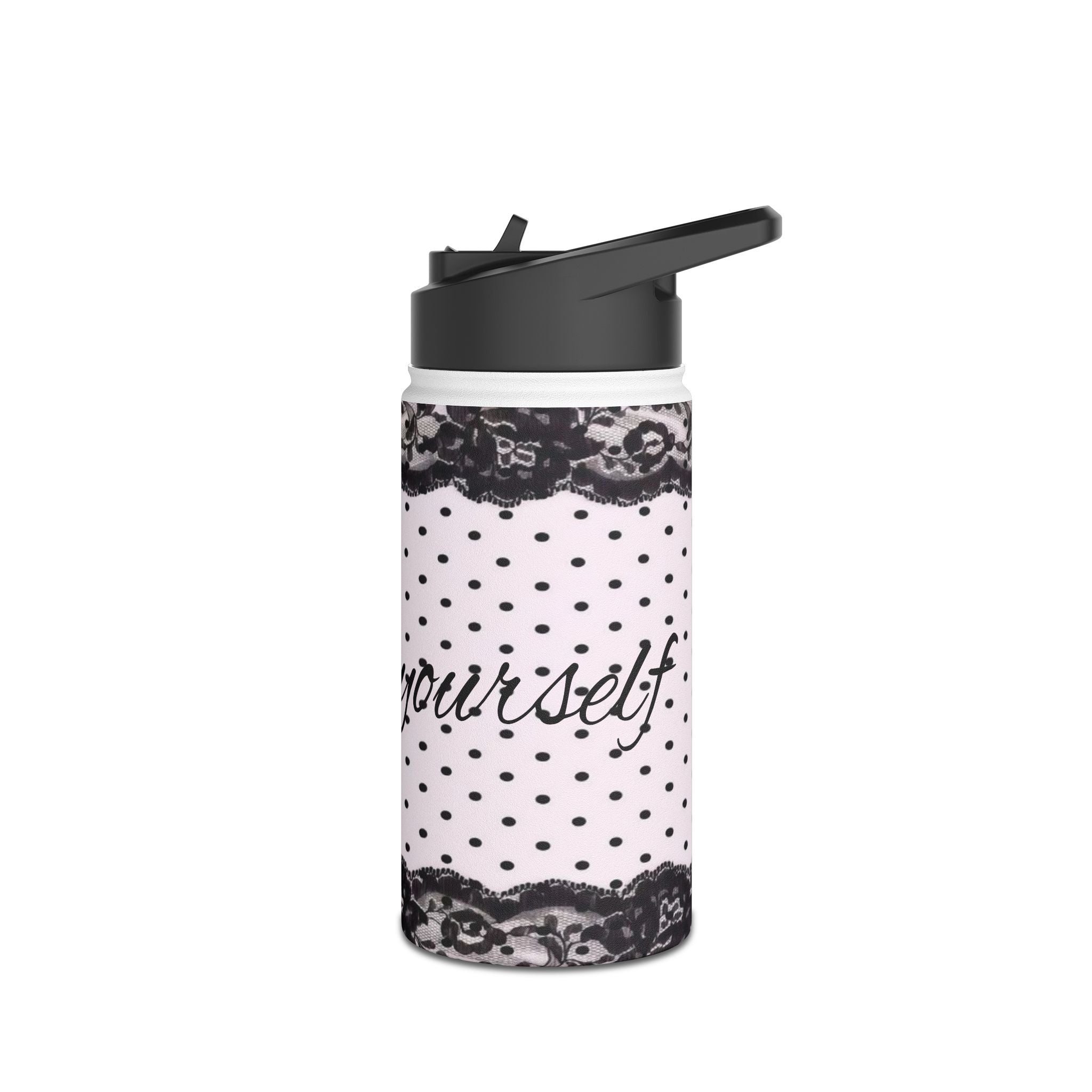 Polka Dot Lace 'Express Yourself' Stainless Steel Water Bottle