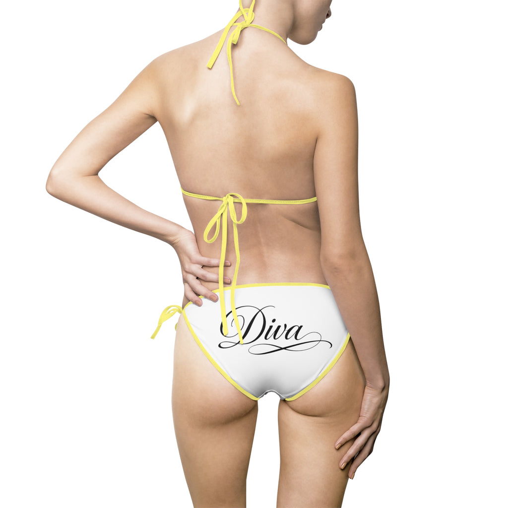 White Bow Accent Bikini — Women’s Tie Side Swimsuit