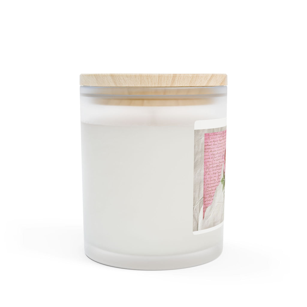 Romantic Pink Floral Frosted Glass Candle — 11oz Scented Home Decor
