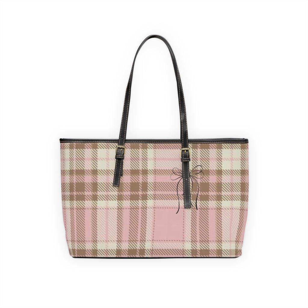 Pink Plaid PU Leather Shoulder Bag