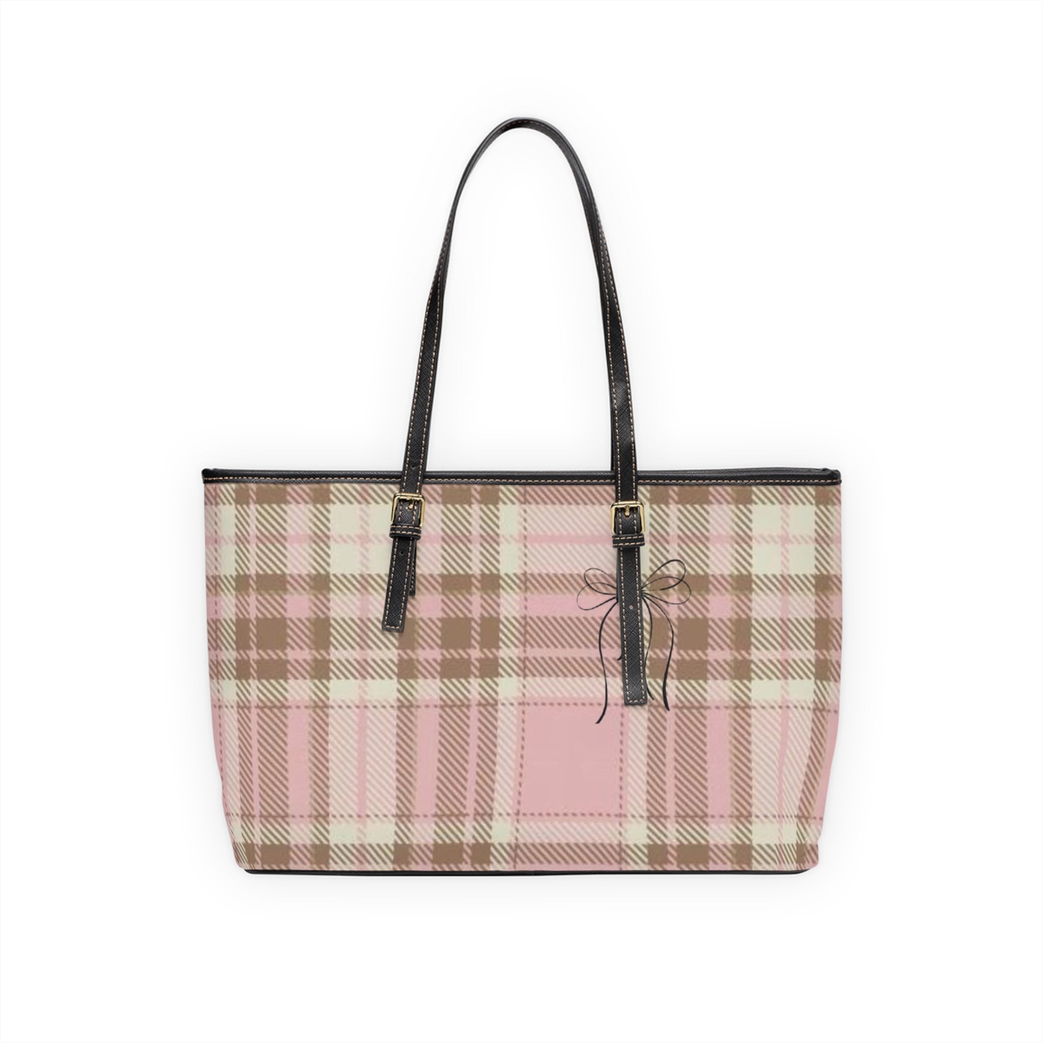 Pink Plaid PU Leather Shoulder Bag
