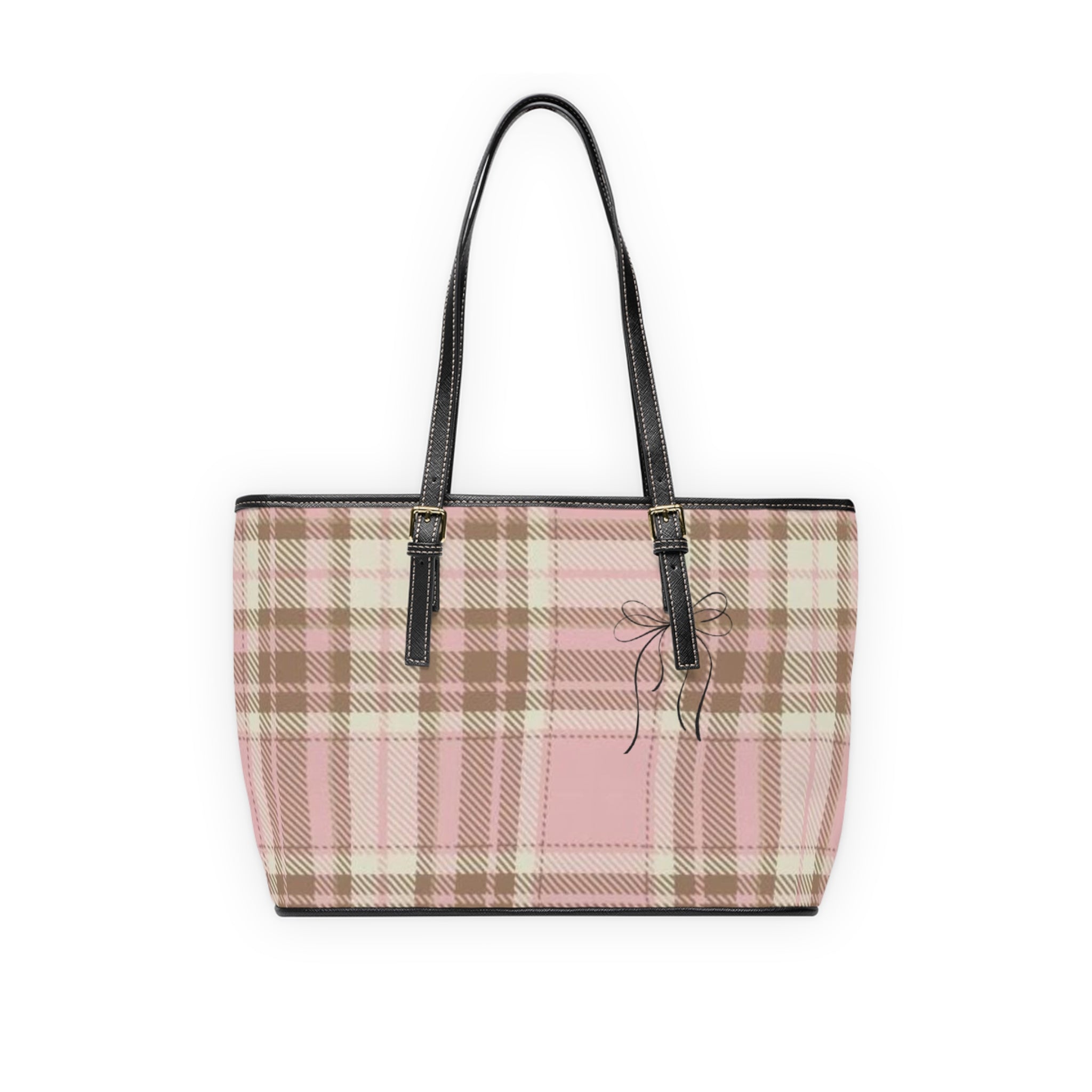 Pink Plaid PU Leather Shoulder Bag