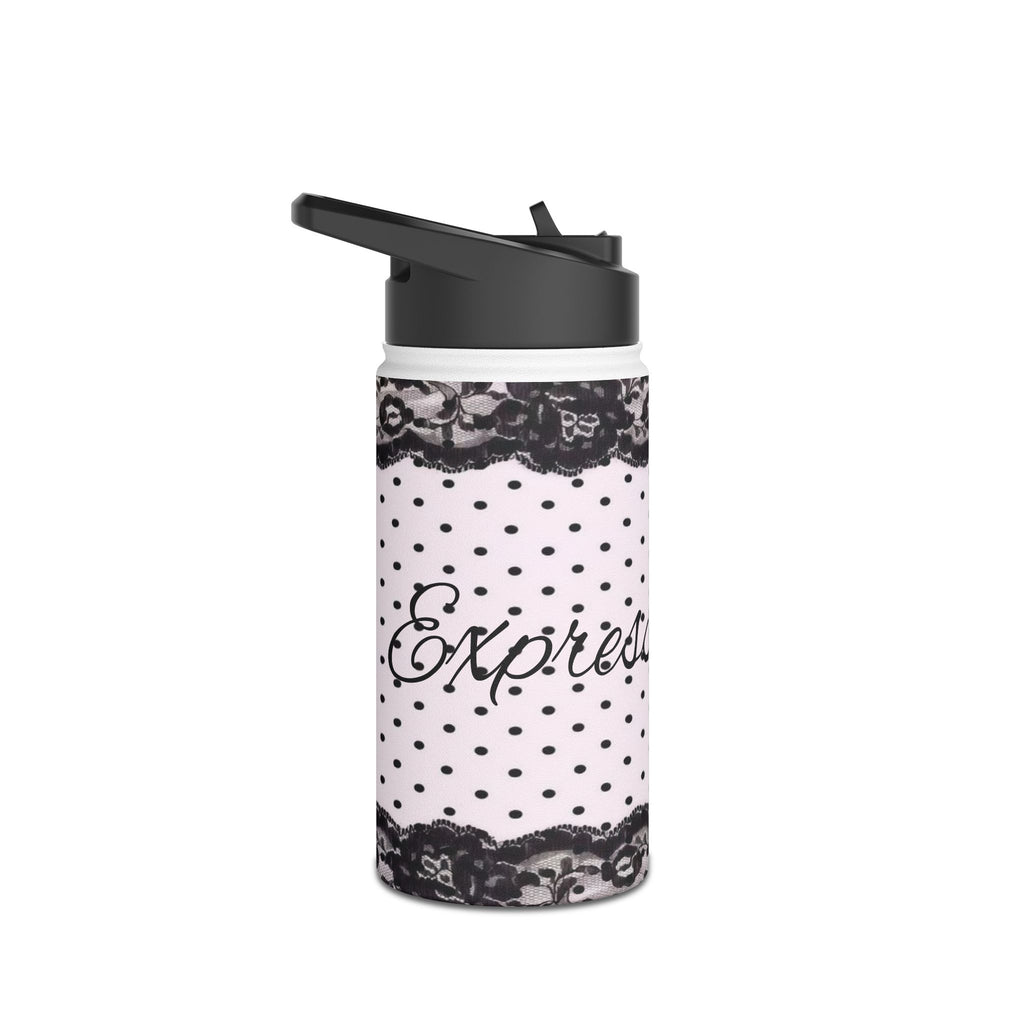 Polka Dot Lace 'Express Yourself' Stainless Steel Water Bottle