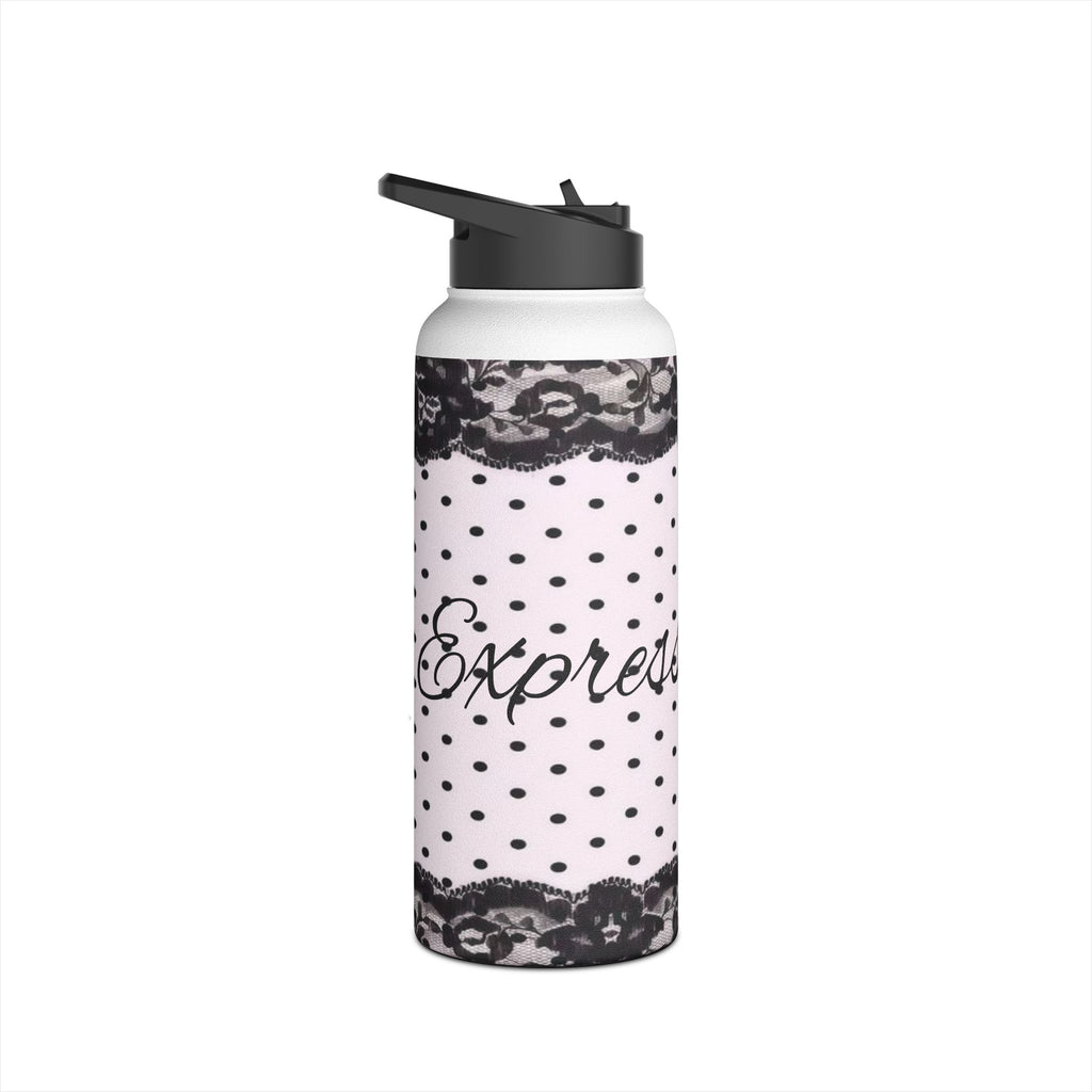 Polka Dot Lace 'Express Yourself' Stainless Steel Water Bottle